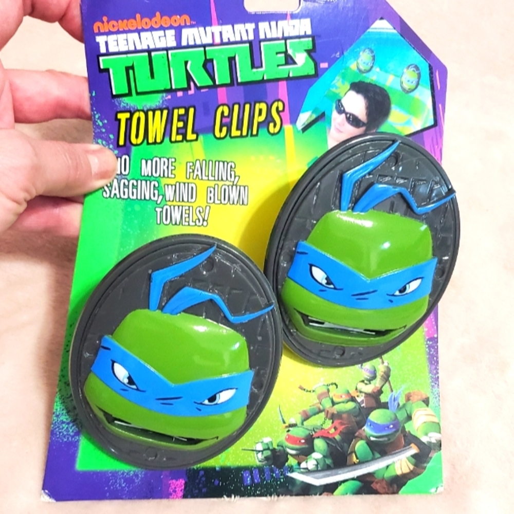 NEW NWT Y2K Teenage Mutant Ninja Turtles Towel Clips Set, 90s